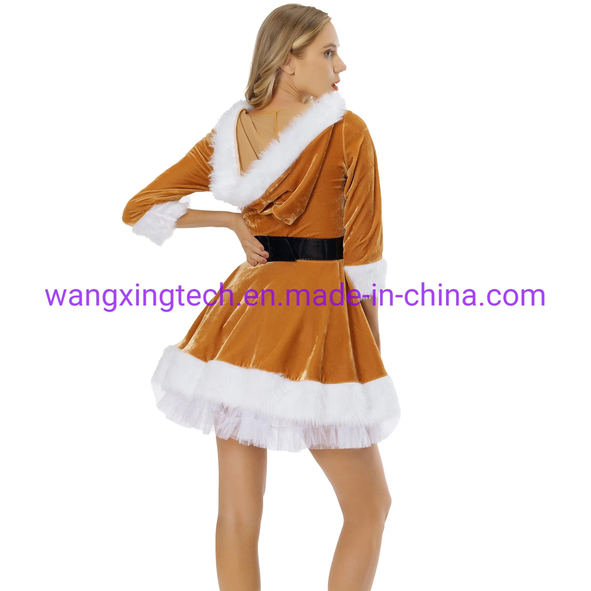 Vente en gros M-XL Costume de Noël nouveaux vêtements de Noël COS Party Uniform Adulte Dames Sexy Noël Costume Grand Santa Robe