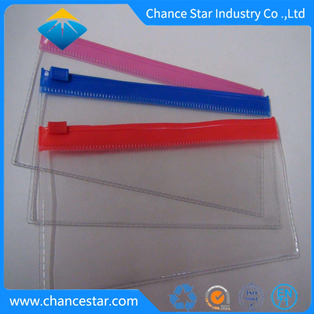 Custom Design PVC Zipper Lock Double Pencil Case Plastic Bag