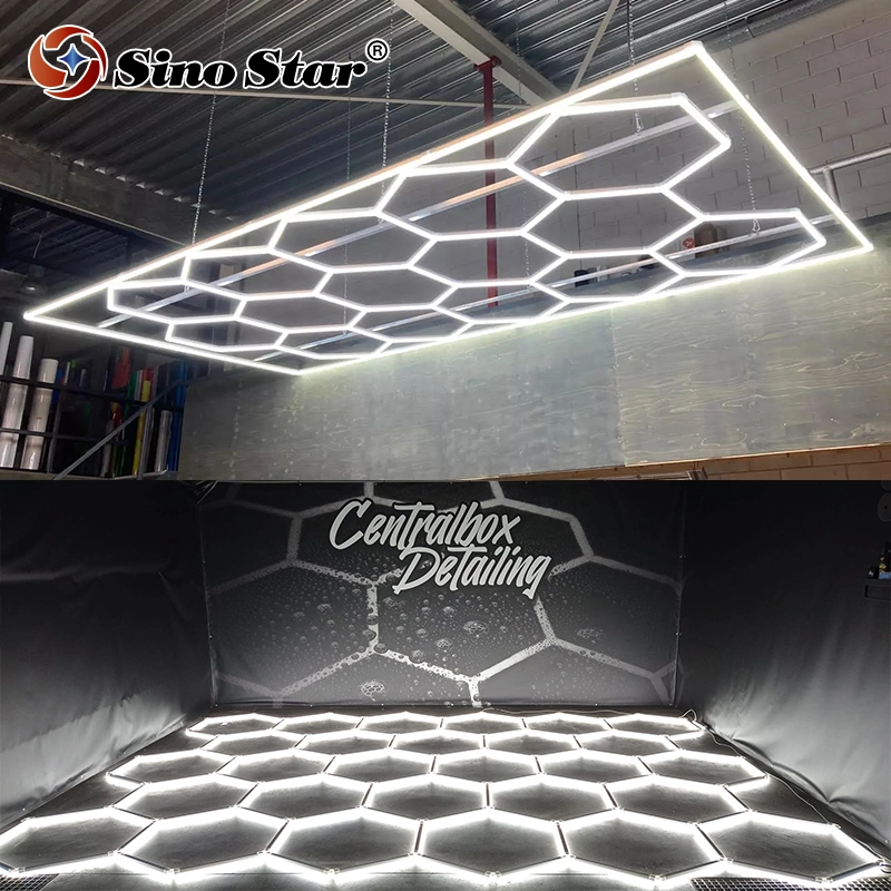 Car Beauty Station Auto Wash garagem LED hex Light Showroom Iluminação LED de garagem hexagonal