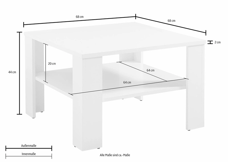 Square Light Colored Wooden Coffee Table with a Base