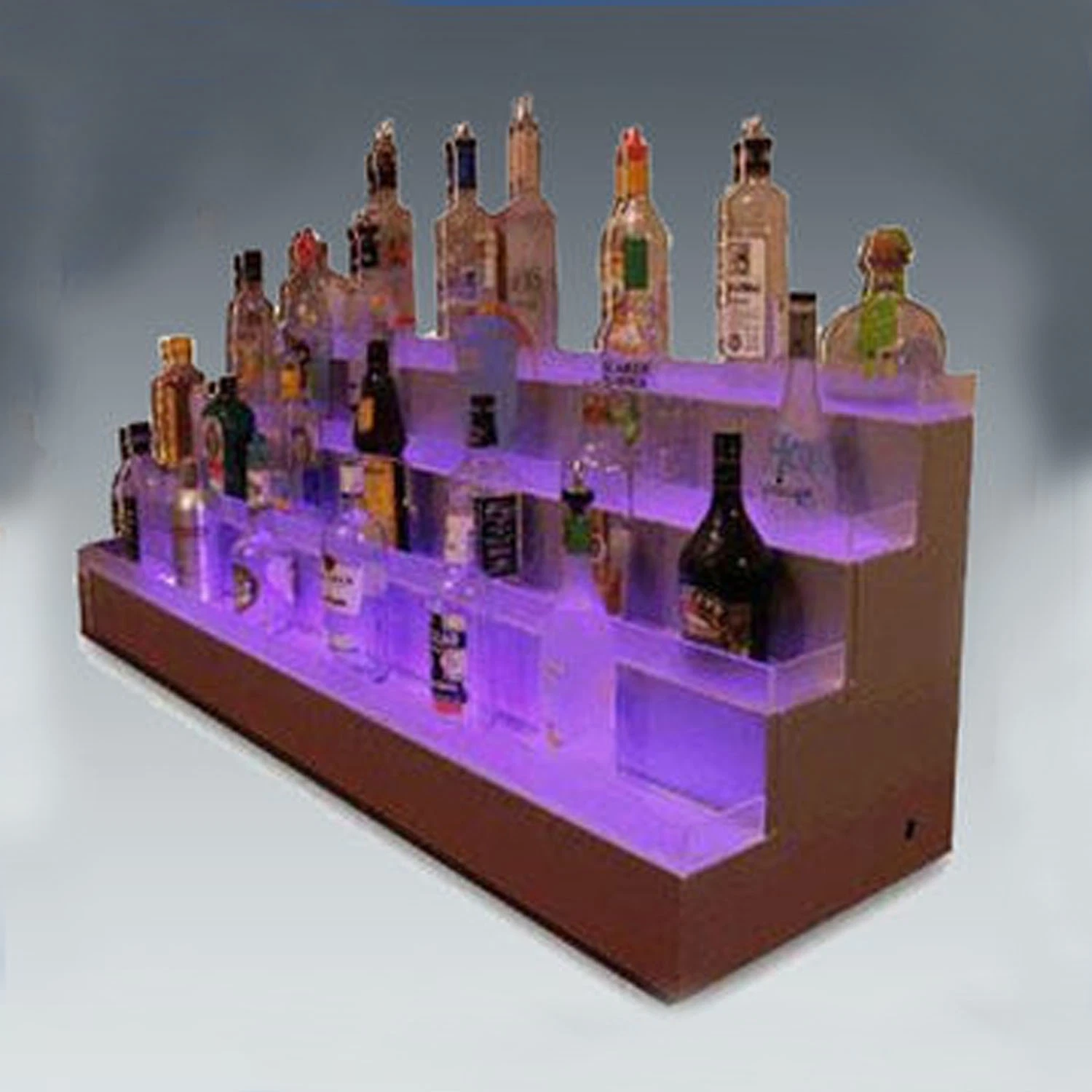 LED beleuchtet 3 Tier Schritt Liquor Display Rack Acryl Remote LED Leuchtende Display Regal Bar KTV Flasche Display Regal Rack-LED-Booth-Tisch