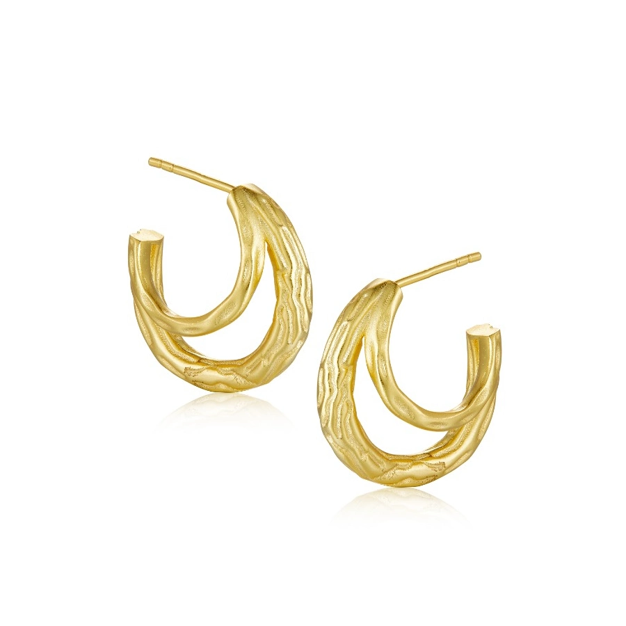 Wholesale/Supplier Fashion Jewelry Gold Plated Double Layer Hoop Huggie Earrings Sterling Silver or Brass Custom Jewellery Earring for Women