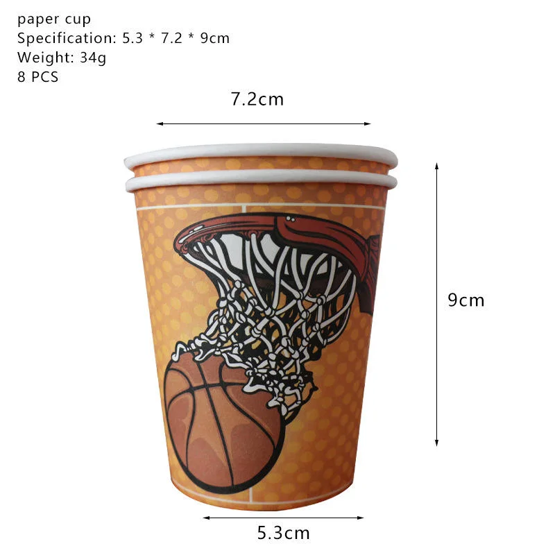 Birthday Party Sports Basketball Style Theme 8guest Party Decoration Sets Disposable Tableware