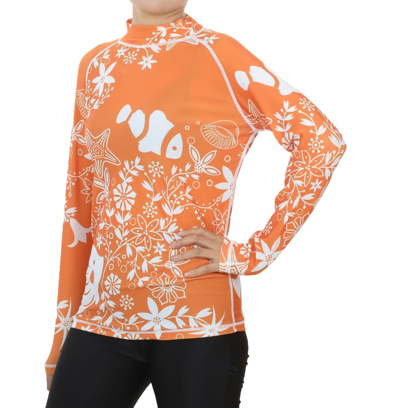 La forma del cuerpo sublimación erupción impresa Deportes Surf Rashguard Camiseta Top Upf 50+ protector de la erupción