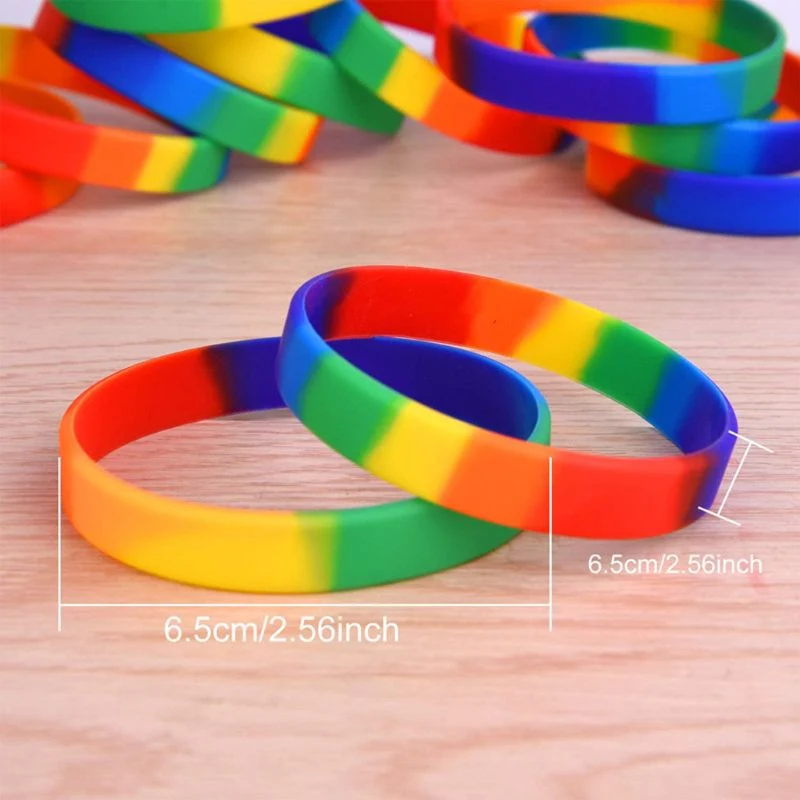 Custom Rainbow Unisex Silicone Embossed/Debossed Silicone Bracelets