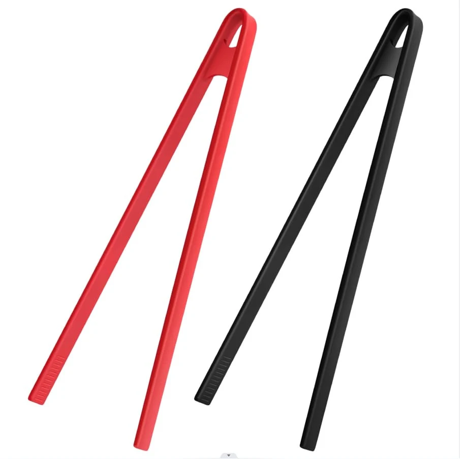 2PCS Silicone Anti-Slip 11.8" Silicone Kitchen Cooking Long BBQ Grilling Tongs