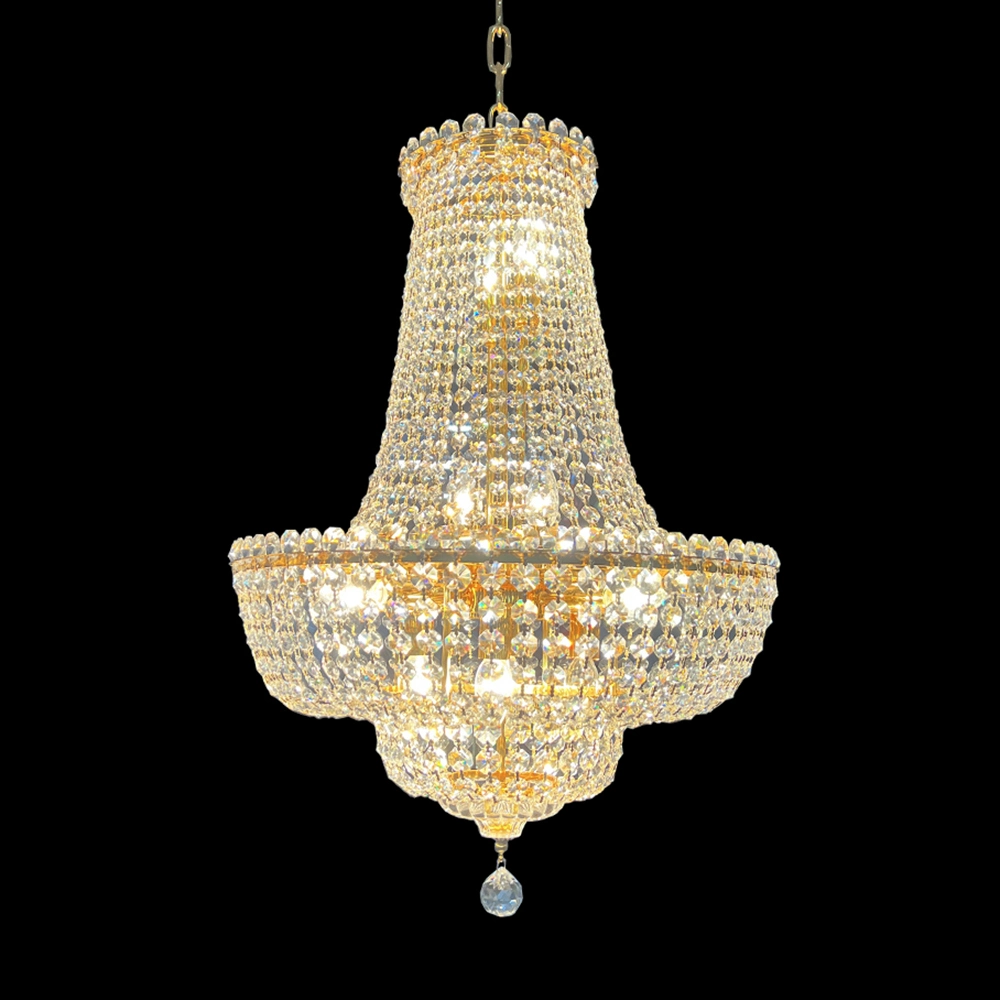 Lage Restaurant Gold Crystal Chandelier Light Luxury Large Hotel Lobby Hanging Pendant Lamp
