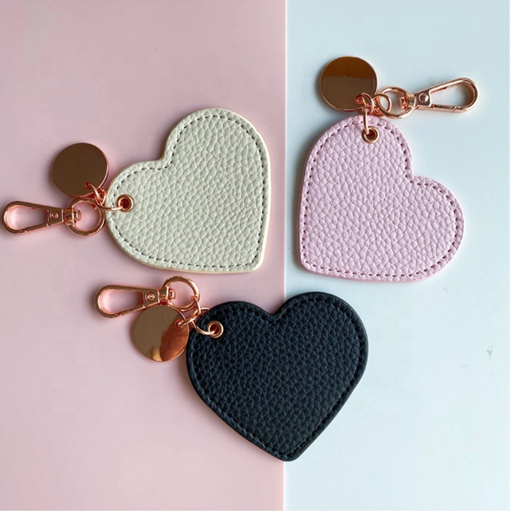Custom Wholesale Personalized PU Leather Key Chain Heart Birthday PU Leather Keychain Keyring