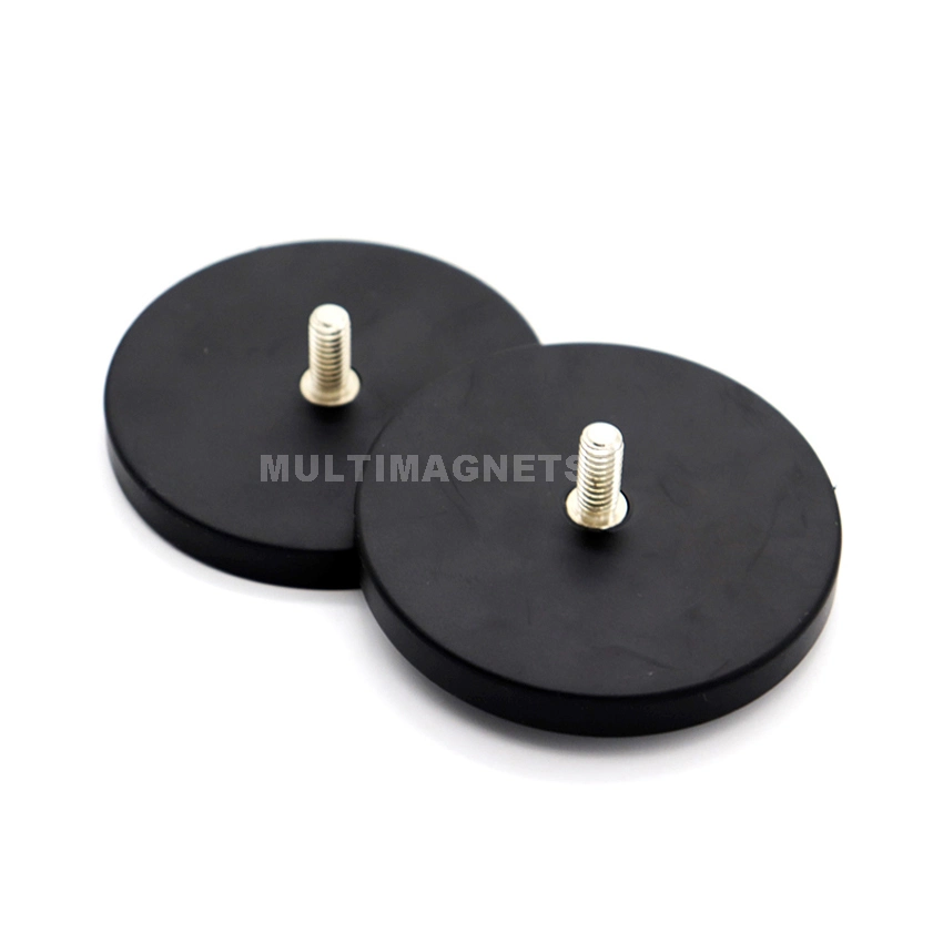 Free Sample D66mm Rubber Coated Pot Magnet with External Thread