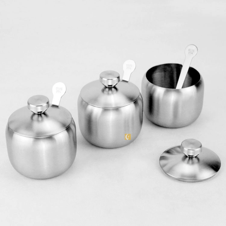 Acero inoxidable 304 de 3 piezas con una cuchara de la botella de especias condimentos cruet de utensilios de cocina