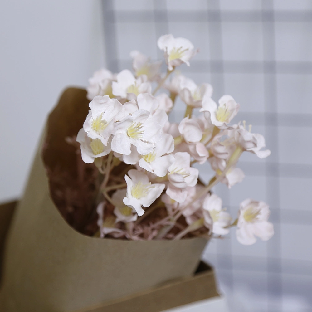 Mini Hibiscus Gypshila decoración de primavera y verano Nuevo popular Flores silvestres artificiales secas blancas
