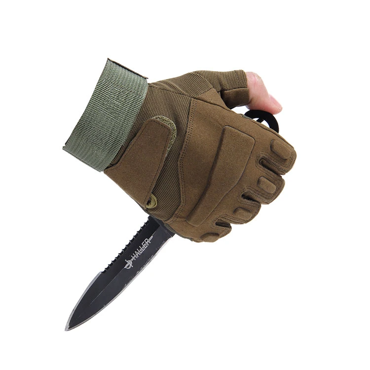 Half-Finger Knuckle Shock Resistant Fingerless Hunting Tactical Leather Motorcycle Gloves