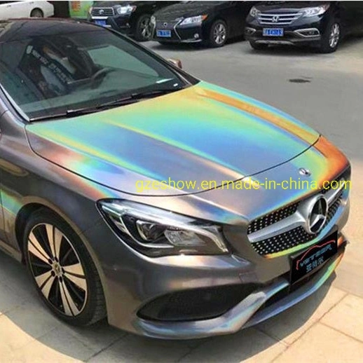 Целом голографических Rainbow Neo Chrome Car виниловая пленка устройства обвязки сеткой