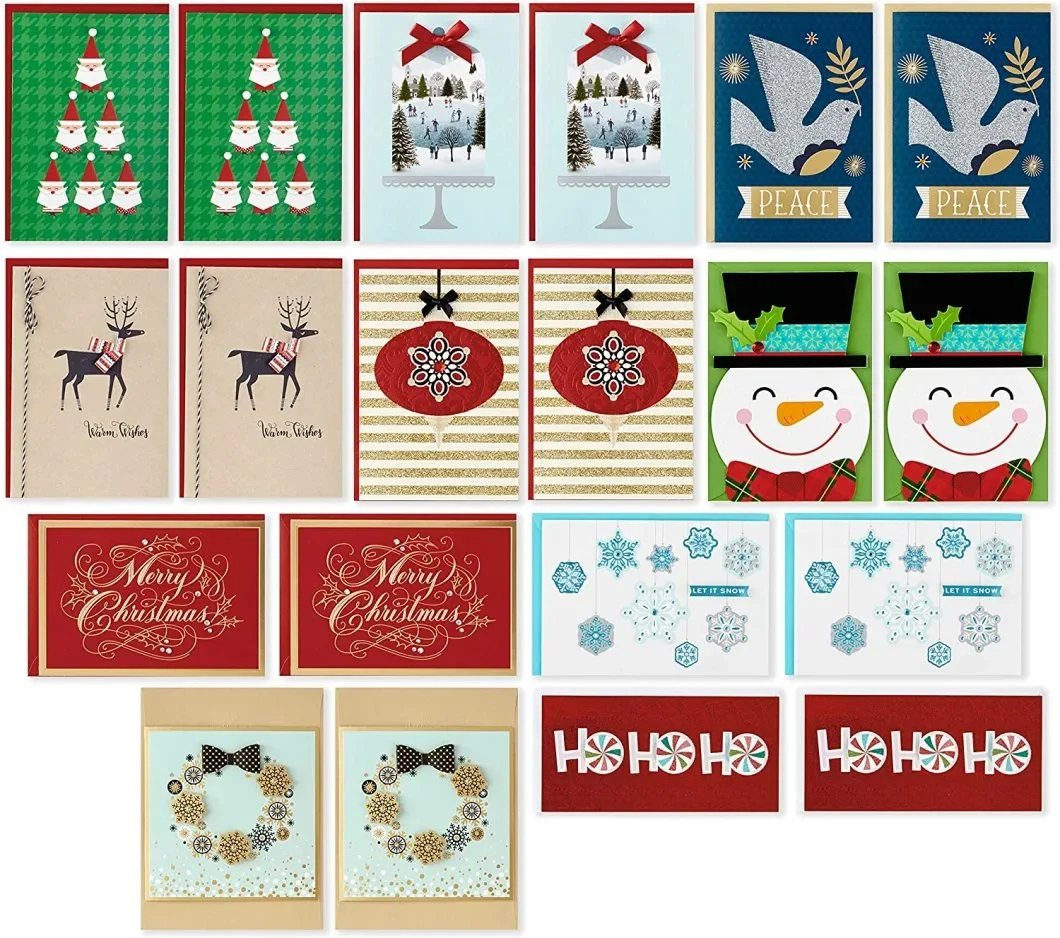 Tarjeta de felicitación creativa de Navidad Corte láser Color personalizado papel intermitente Tarjeta de invitación