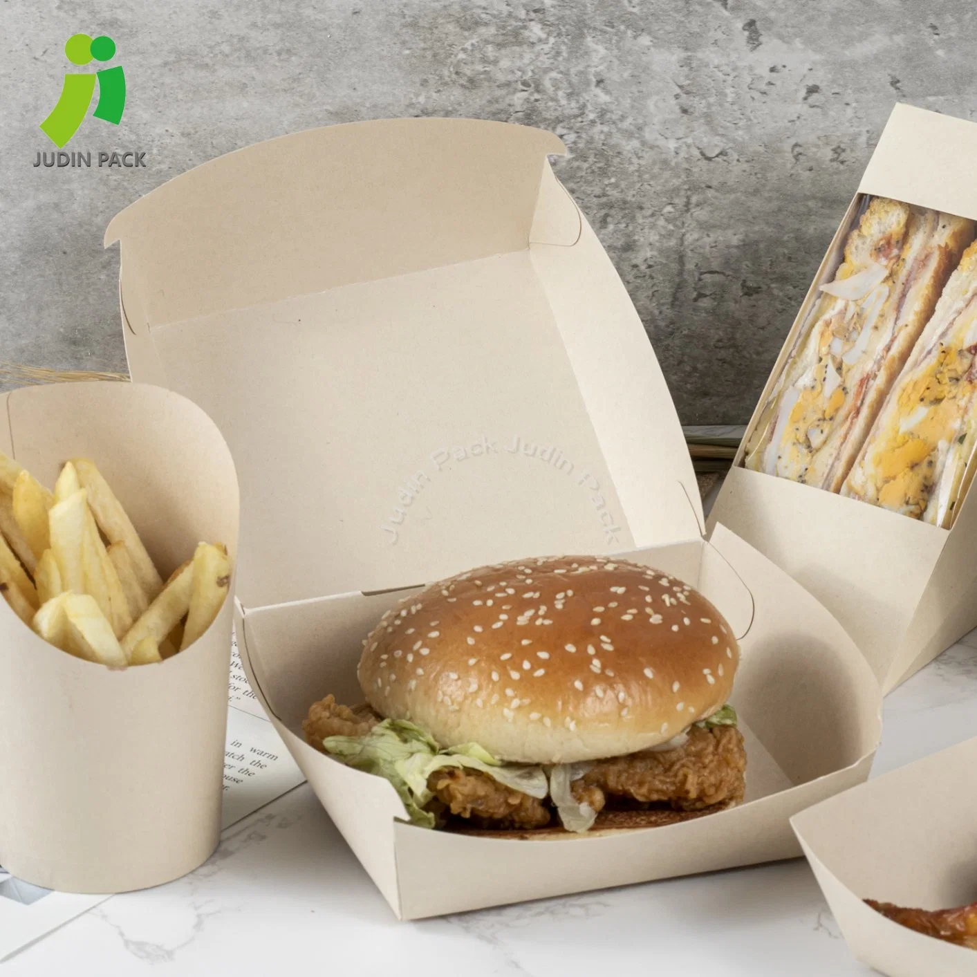 Eco-Friendly Biodegradable Food Packaging Kraft Paper for Hamburger Box