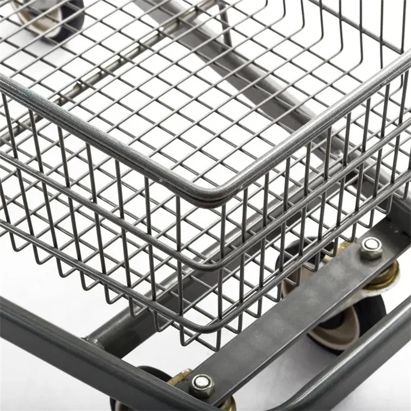 Popular Factory Supermarket Trolley Double Basket Shopping Cart Customized Design for Sale