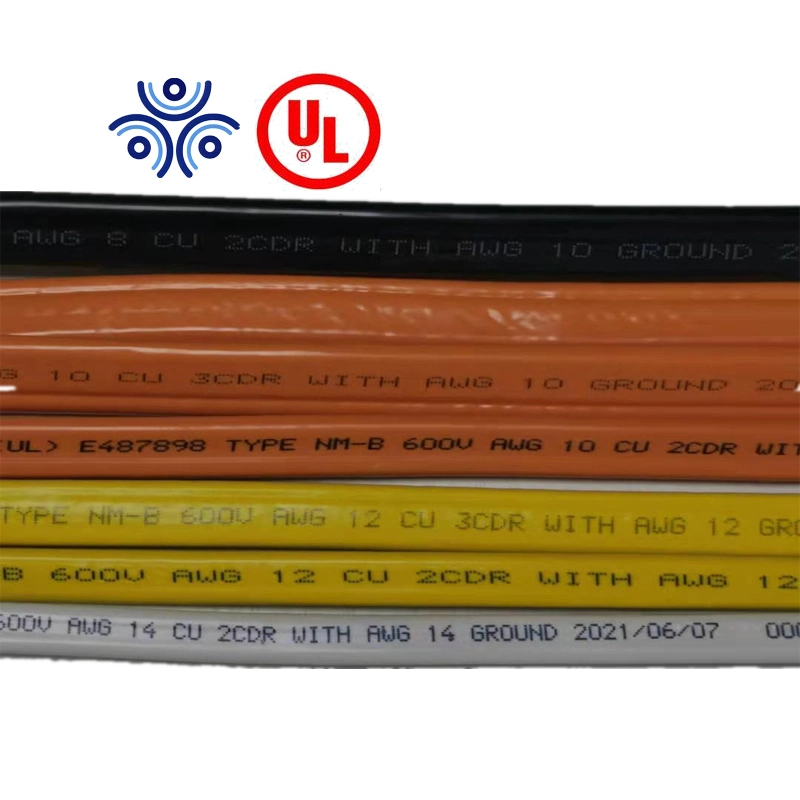 Certificado cUL elétrico Nmd90 14/2 12/2 14/3 12/3 Cabo interno Condutor sólido não metálico com fio de terra 300V Canada Market doméstico Fios eléctricos
