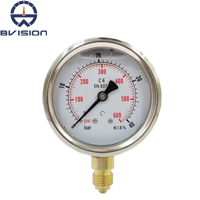 Yn60A 40bar Stainless Steel Case Glycerol Filled Pressure Gauge