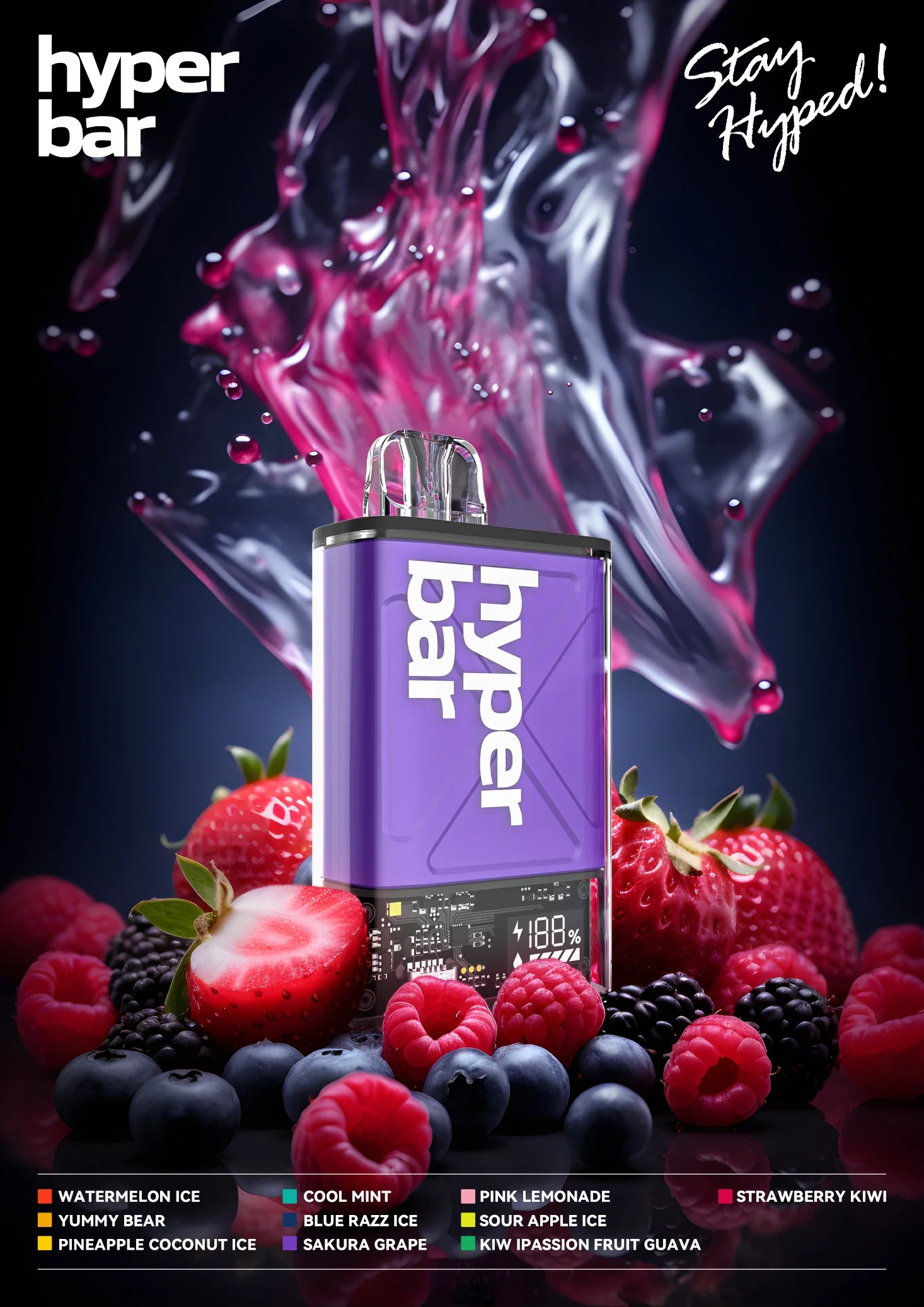 Новые прибыли наиболее популярных одноразовых Vape Ecigs пера оптовой Hyperbar Ultra 12000 Puffs с держателем для пакетика кофе на экране системы можно покурить кальян и табак комплект