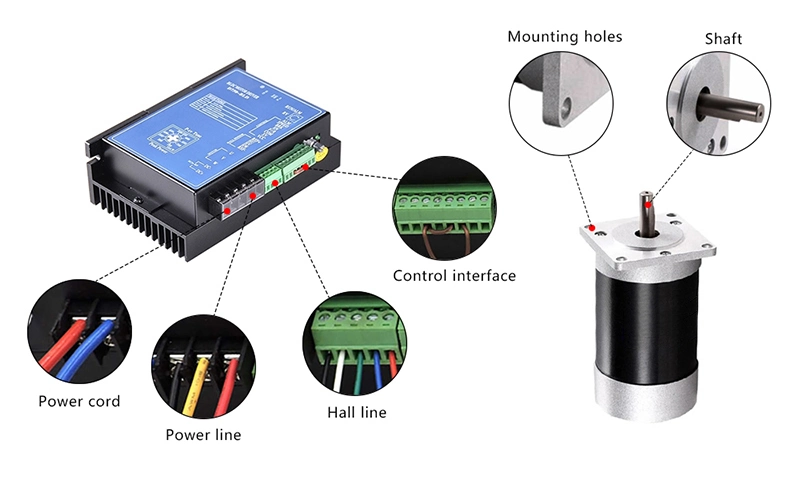 57mm Motor DC sin escobillas 36V 3600rpm Alta velocidad 100W BLDC Motor con kit de controlador de controlador de taladro 5A actual