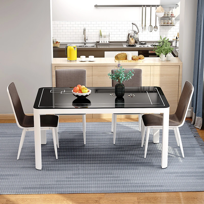 Best Selling High End Modern Home Furniture Desk Top Glass 6 Chairs Dining Table Set