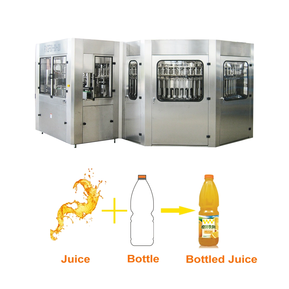 Máquina de llenado y embotellado de bebidas líquidas en botellas de PET de 500 ml y 1L de alta velocidad automática de Zhangjiagang. Línea de producción de agua purificada, agua mineral natural, jugo y bebidas refrescantes.