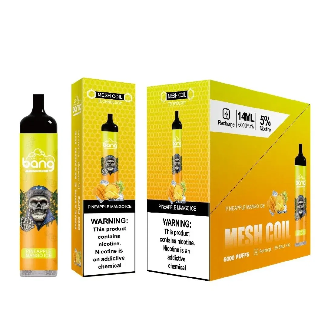 Горячее продажа Bang 6000 puffs 14ml емкость 5% NIC 850 мАч Аккумулятор одноразовый шприц-ручка с паром и несколькими вкусовыми добавками E CigВапс