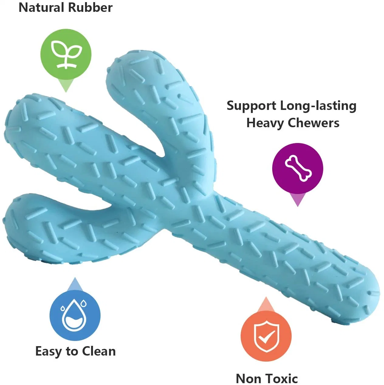 Cheap Price Blue Color Cactus Shaped Rubber Dog Chew Toy