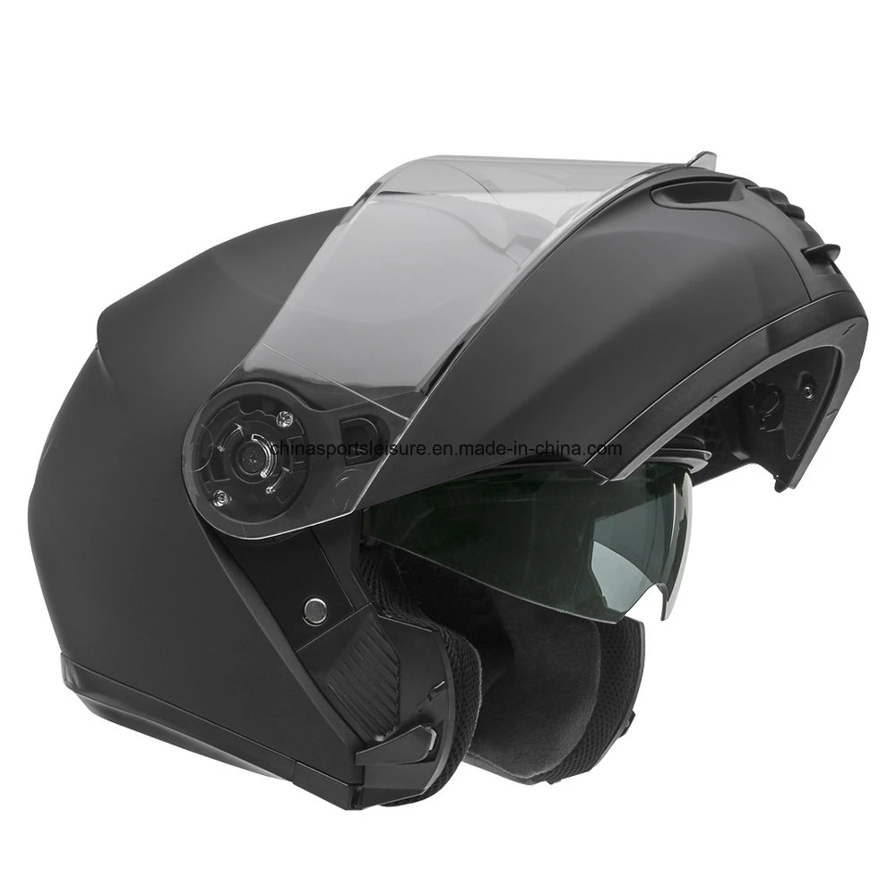 Matt Black Double Visor Flip up Motorcycle Sports Helmet with ECE DOT