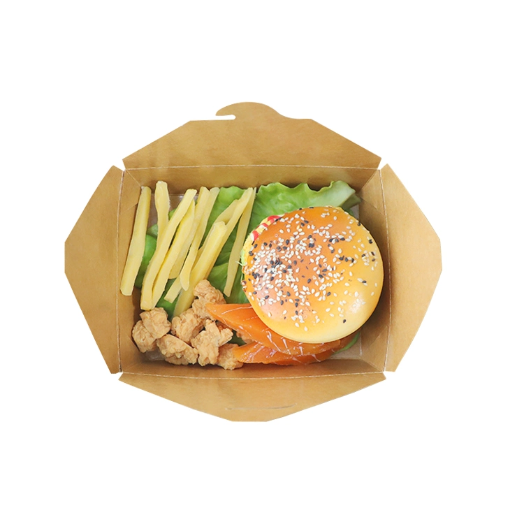 Fast Food Packaging Take Away Salad Snack Paper Packing Boxes Kraft