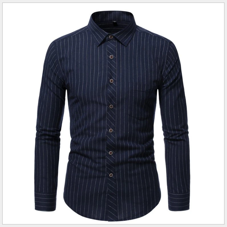 OEM Men's Formal Shirts Plus Size Striped Business Shirts Wholesale/Supplier in Stock