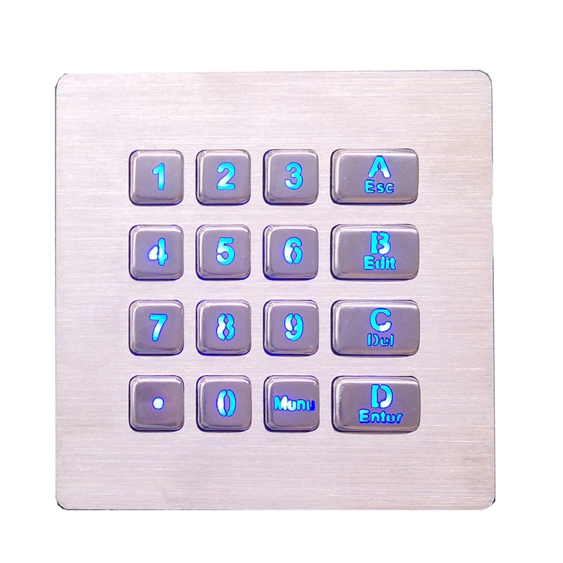 Customized Industrial Numeric Keypad with 16 Backlited Keys Used for Low-Lit Environment