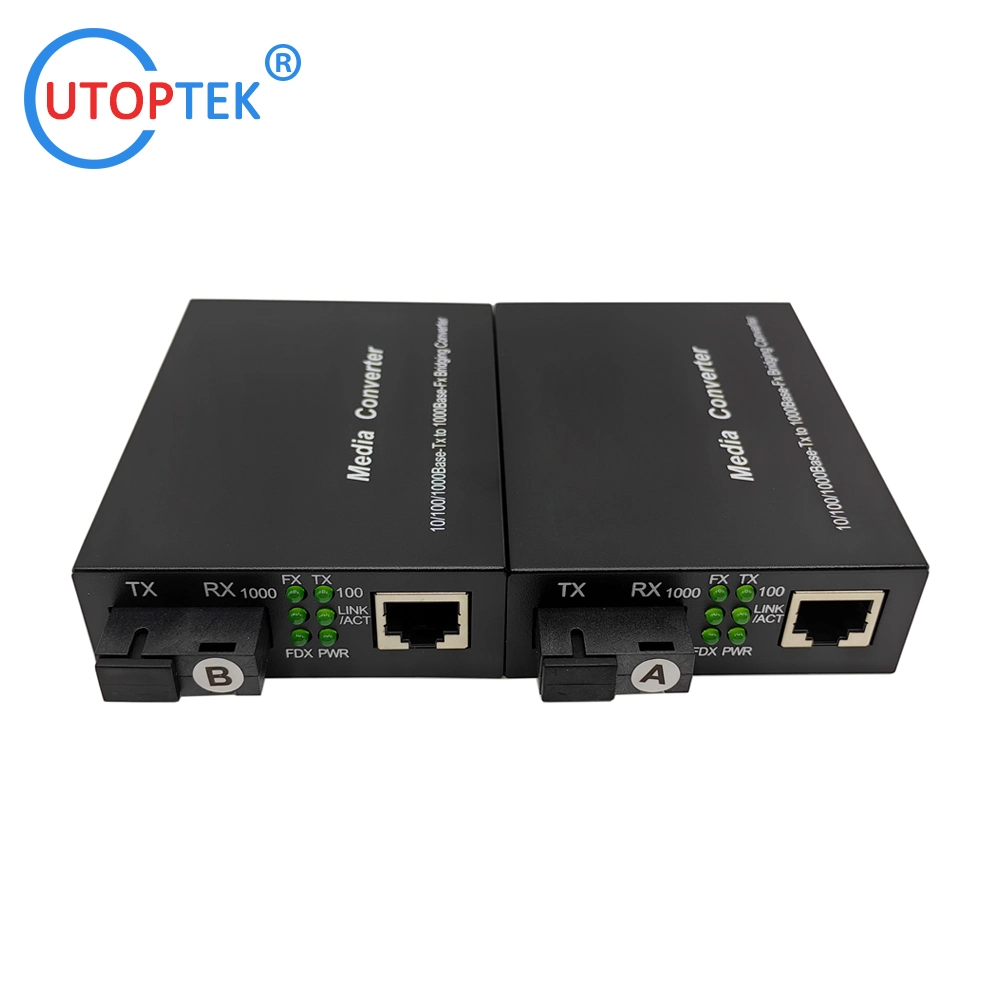 Преобразователь 10/100/1000m Fiber в RJ45 Media Converter с Bidi SC 1310/1490 нм Однорежимный преобразователь мультимедиа