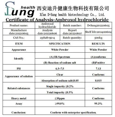 99% Purity CAS 23828-92-4 Ambroxol Raw Material Ambroxol HCl Powder Ambroxol Hydrochloride