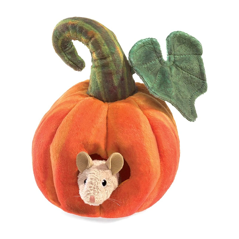 2022 New Arrival Halloween Stuffed Hide Mouse with Pumpkin Set Plush Dog/Cat Chewtoy