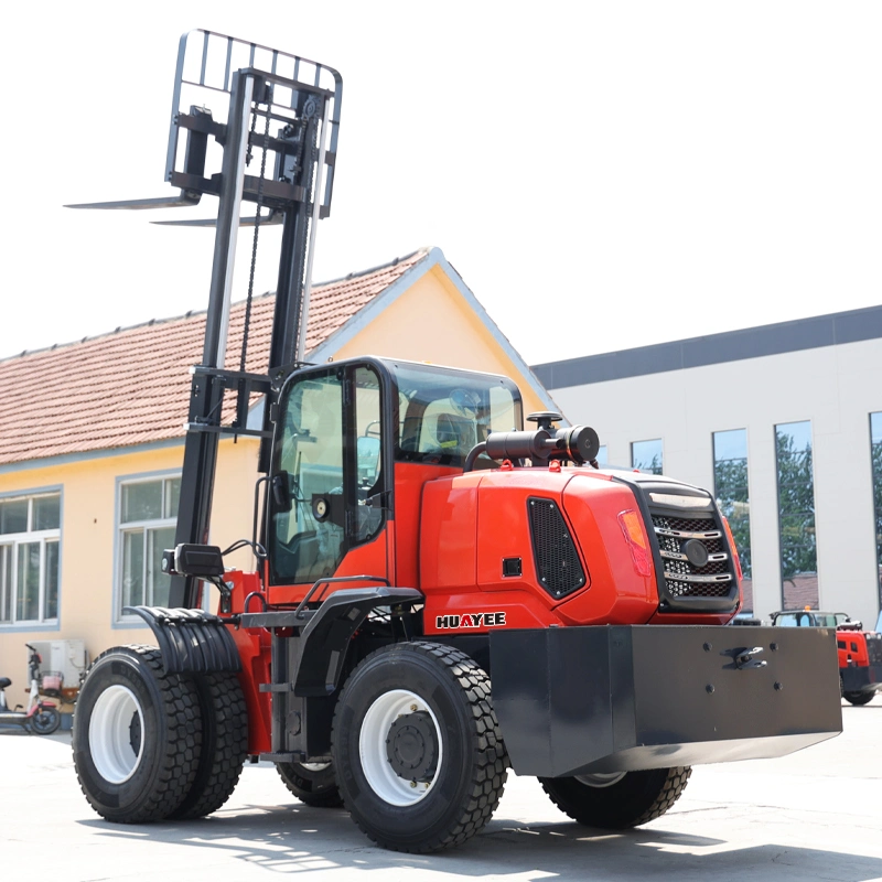 Carro elevador de terreno acidentado de 2,5 toneladas e 3,5 toneladas com 3t de 2,5 t de altura Carro elevador hidráulico todo-o-terreno 4X4 para utilização no Exterior em estrada