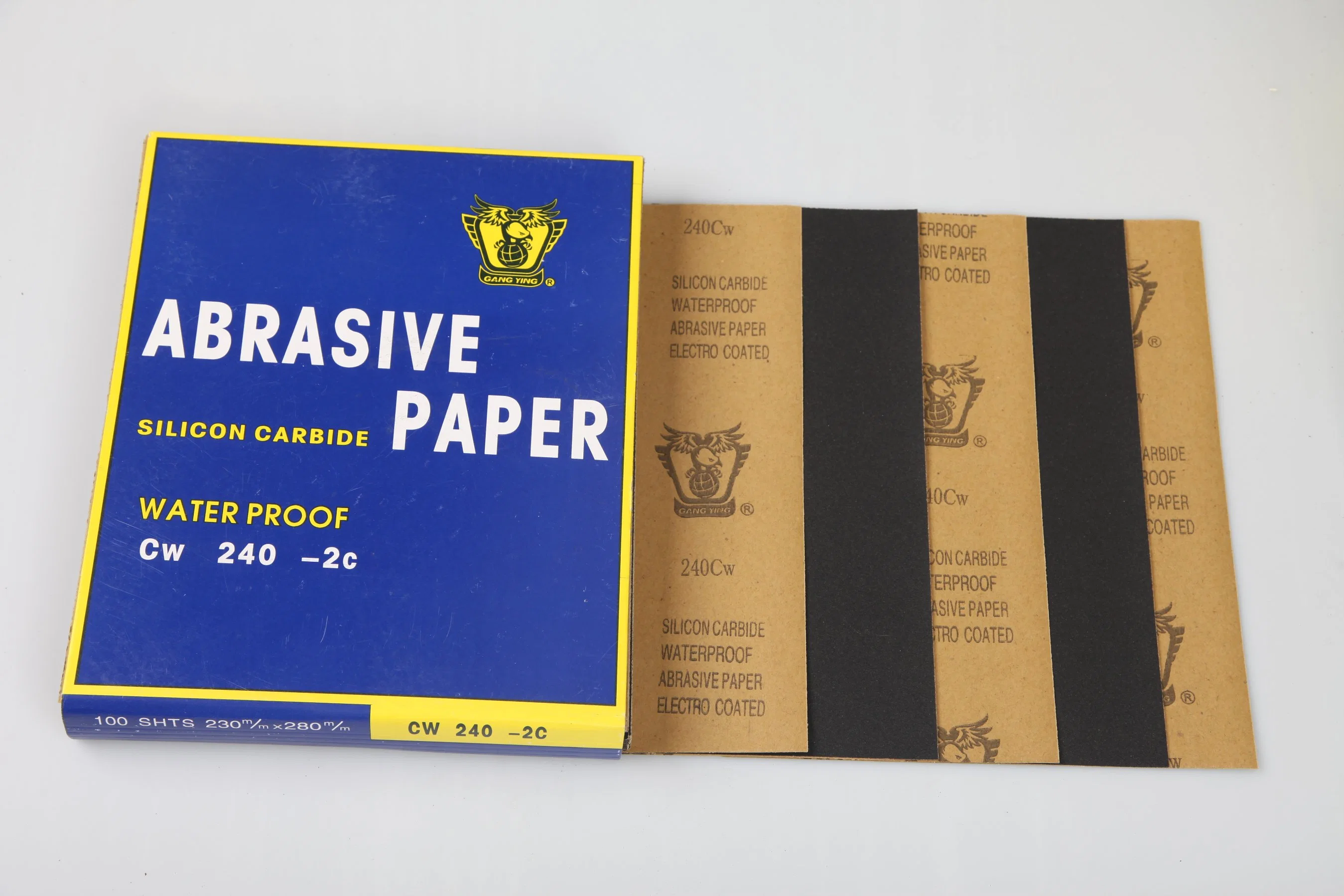 230*280mm Feuille de papier abrasif imperméable rouge - Feuilles de papier de verre avec support en latex jaune