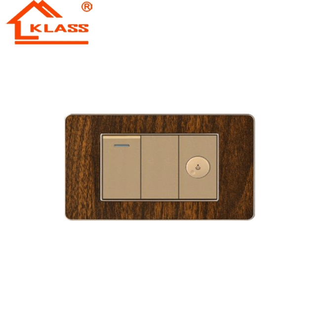 PC Copper Material with Wooden Color 118mm*72.5mm Switch for Home