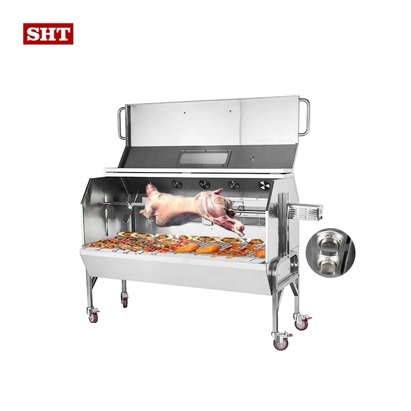 Grillrotisserie Barbecue kommerzieller australischer Grillgrill mit Flanke Steak, Kohle