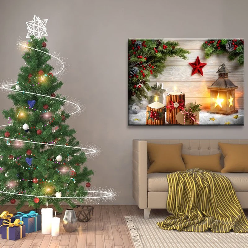 Directa de Fábrica de alta calidad LED decorativa personalizada pintura Lienzo de Navidad