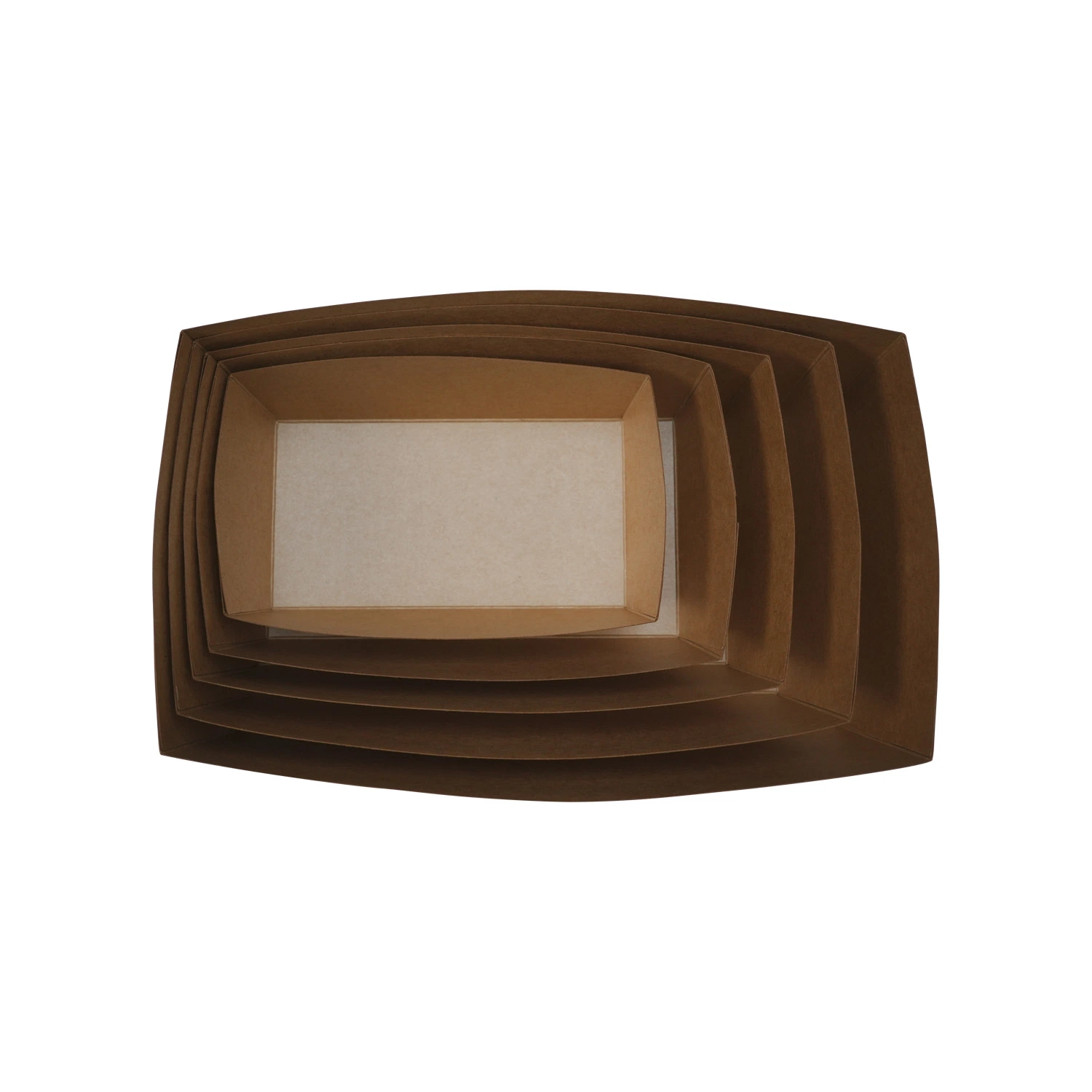 High-End Kitchenware Medium Disposable Brown Kraft Paper Food Tray Concession Tray Serving Boats for Party Snacks Plates Paper Food Packaging Container Plate