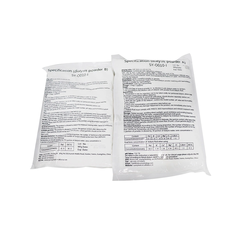 Sy-O010 Hospital Medical Dialysis Powder a&B Concentrates for Haemodialysis

Pó de Diálise Médica Hospitalar Sy-O010, Concentrados a&B para Hemodiálise.