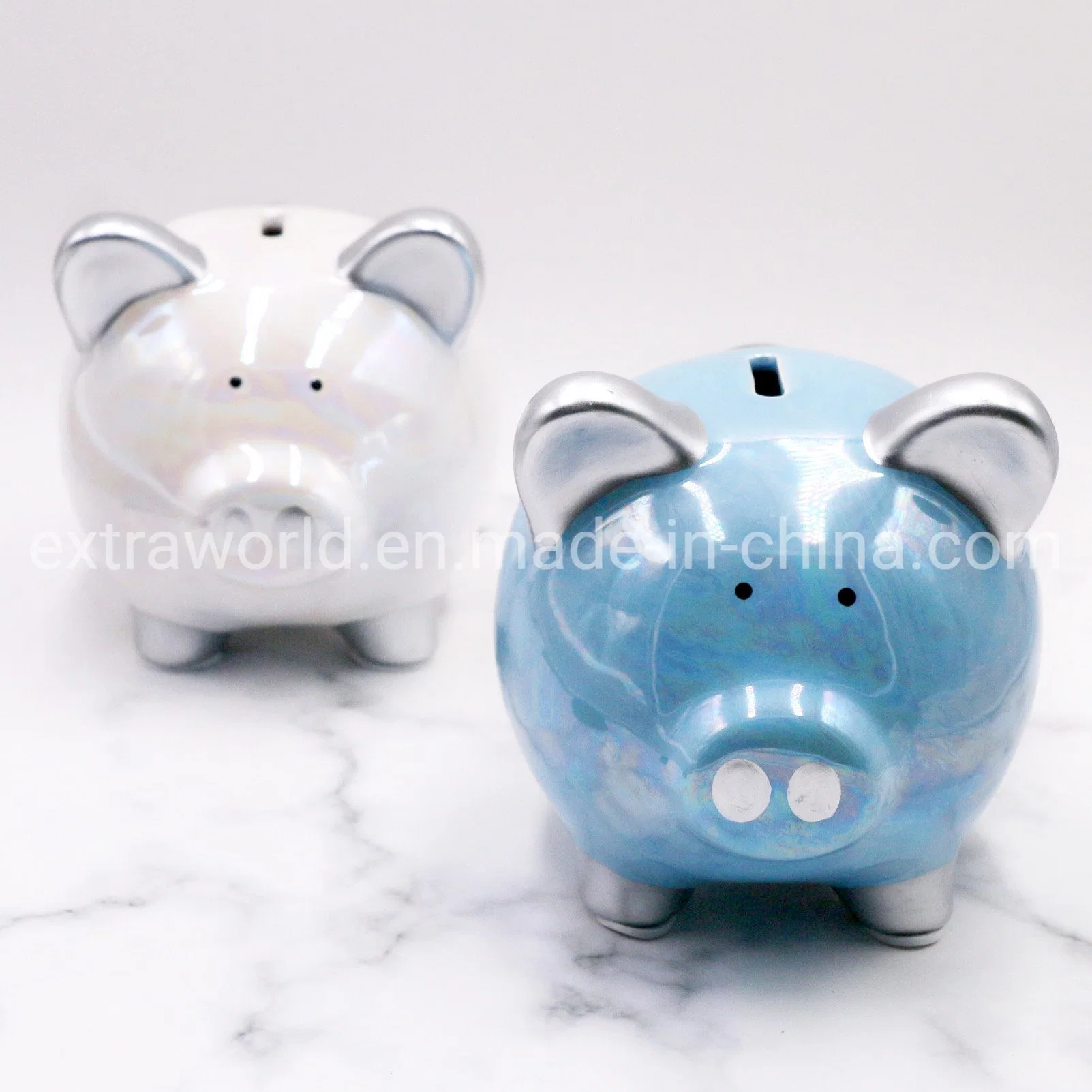 Custom Ceramic White Piggy Pig Coin Bank for Gift