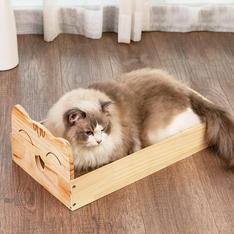 Intérieur Soild Wood PET Cat mobilier en bois chat lit avec Carte de mise à la ferraille