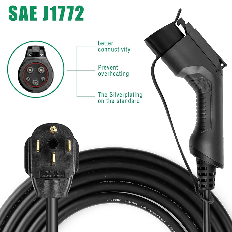 16A EV Ccharger Level 1-2 100V-240V Portable Home EV Charging Station Compatible with Electric and Hybrid Vehicles