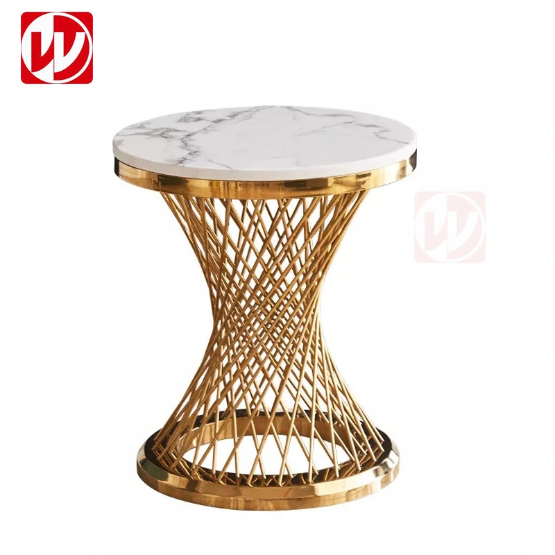 Modern Luxury Design Gold Stainless Steel Dining Table Round Banquet Restaurant Marble Wedding Table