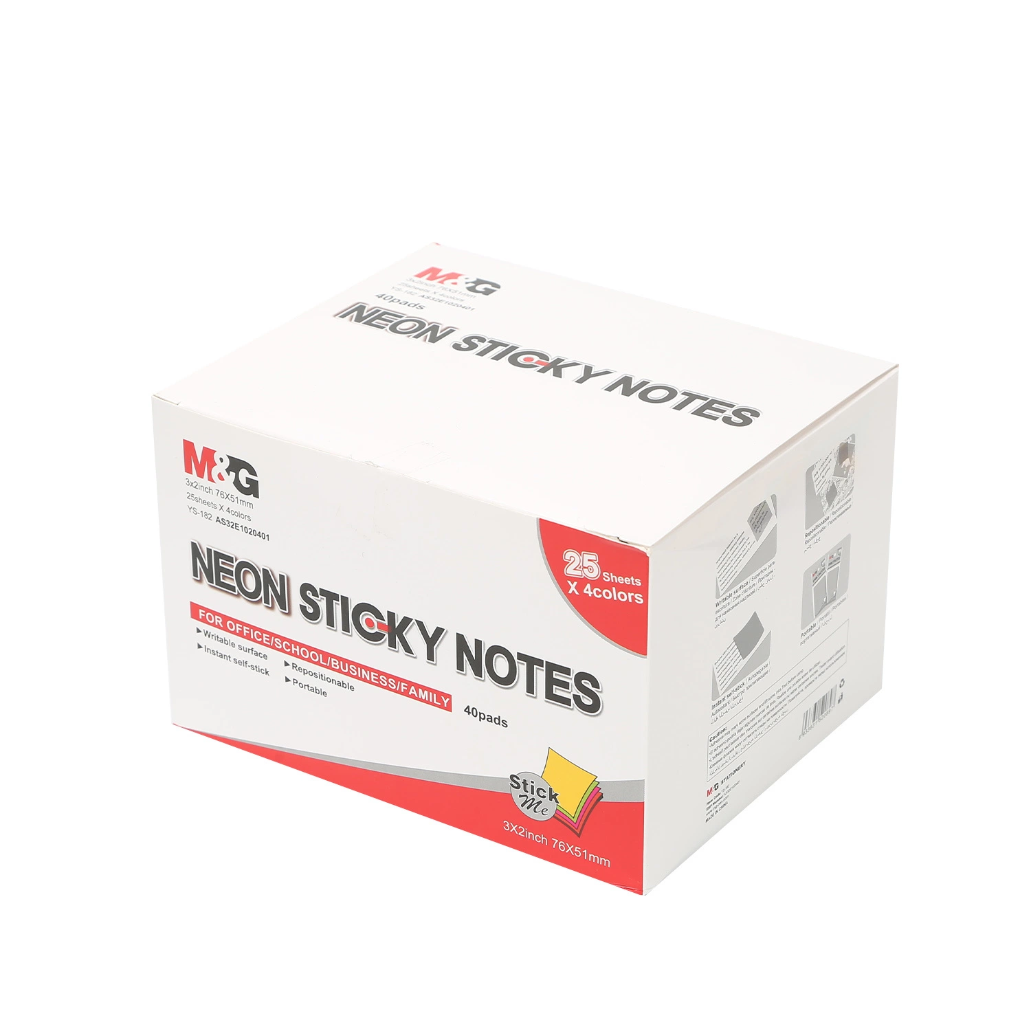 Superior Quality Removable Desktop Square Sticky Note 3X3 Inch 100 Sheets Per Pad Self-Stick Notes Easy Post Memo Pads