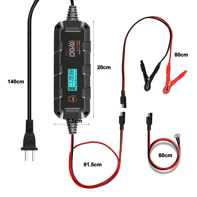 Cable de reparación de pulso de parada de arranque inteligente automático de fábrica 12V 6A Cargador de batería de 12 voltios de ácido