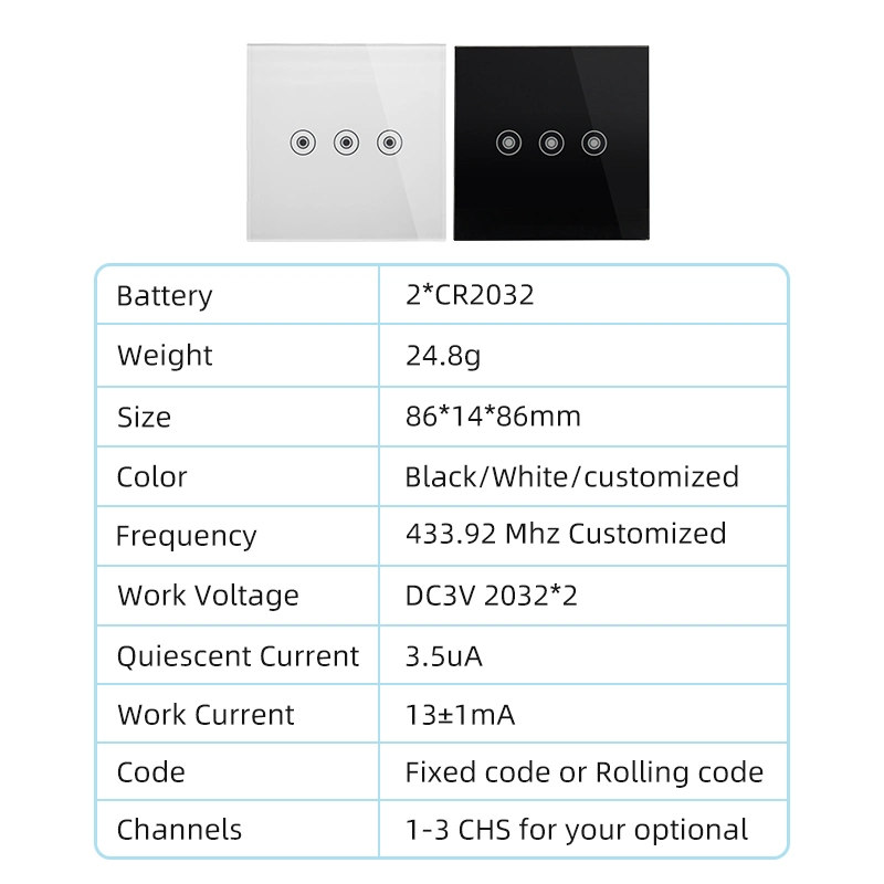 Garage Door 12V Button Wireless Wall Remote Control for Gate Opener Automation