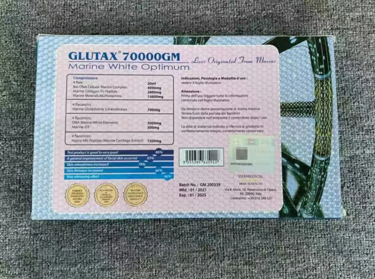 1800000 Glutax 20000 véritable de la glutathion les produits de blanchiment de foudre d'injection de la glutathion Luthione d'injection de vitamine C Curenex Melsmon Cindella